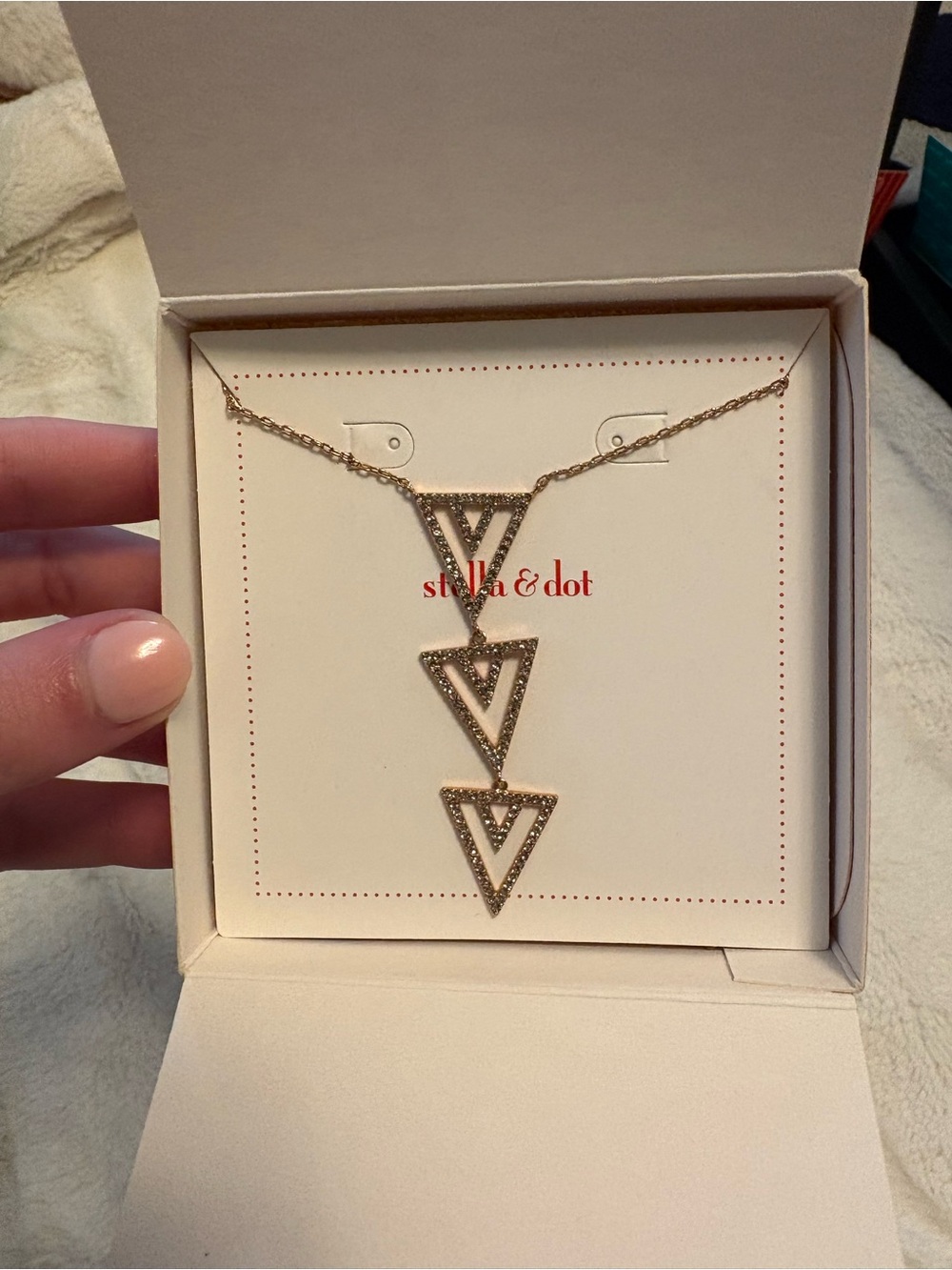 Stella & Dot Gold Triple Stacked Triangle Necklace